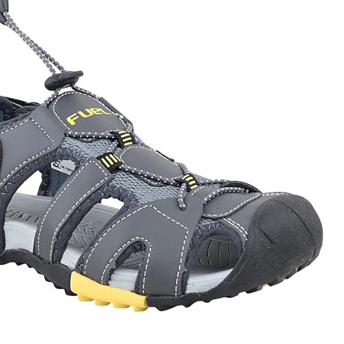 Image of FUEL Warrior Men's Fisherman Sandals - Comfortable, Breathable & Flexible Outdoor Sandals with Protective Toe, Anti-Skid Sole - Stylish Casual Beach & Sports Footwear (Black-P-Green)