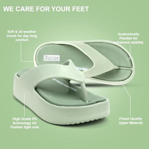 Image of DOCTOR HEALTH SUPER SOFT Women's Orthopedic Soft Platform Slippers | Ultra-Cushioned Shock Absorbing Footbed | Lightweight Anti-Skid Everyday Wear Comfort Flip Flops for All-Day Support