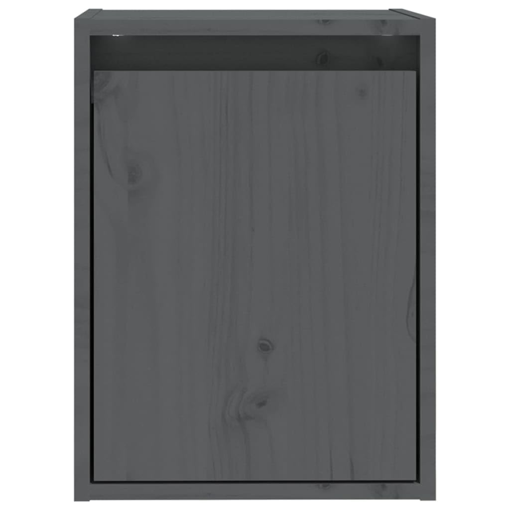 Massivholz Kiefer Wandschränke 2 STK. Grau 30x30x40 cm, Hängeschrank als TV-Schrank nutzbar, dekorativer Schwebeschrank für Bücher und Ornamente, pflegeleicht mit feuchtem Tuch