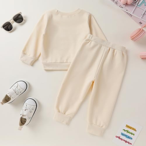 Fall Outfits for Toddler Girl Boy Long Sleeve Smile Face Sweatshirt Top Sweatpants Clothes Set Sweatsuit3