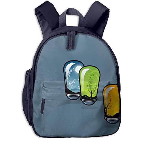 Preisvergleich Produktbild AOOEDM Schulrucksack für Schüler, niedliche künstlerische Vier Jahreszeiten Glühbirnen Cartoon Rucksäcke Büchertasche