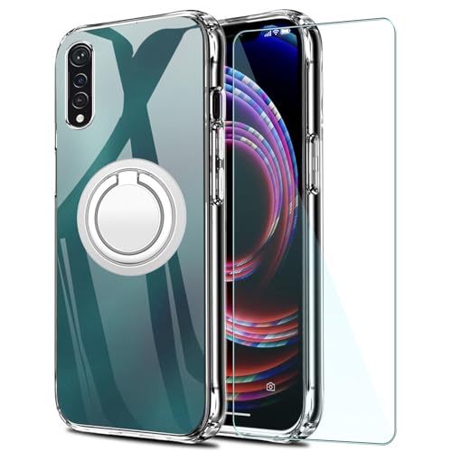 FortiCase Support Coque + Verre Trempé pour Sony Xperia 5 IV,Transparent Silicone Etui,Souple TPU Cover Antichoc Housse Anti-Rayures Bumper,pour Sony Xperia 5 IV...
