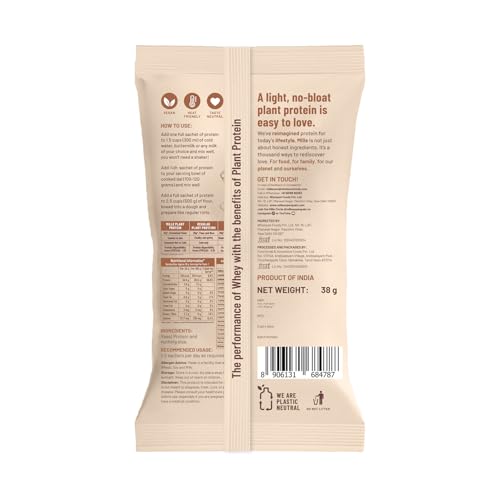 Image of Mille Plant Protein | 31g Protein /Scoop | Unflavoured Trial Pack of 3 | Made with Fermented Yeast Protein Powder | No Bloat Vegan Heat-Stable | Has All 9 Essential Amino Acids | Mixes into Any Dish | 38g Trial Pack x 3