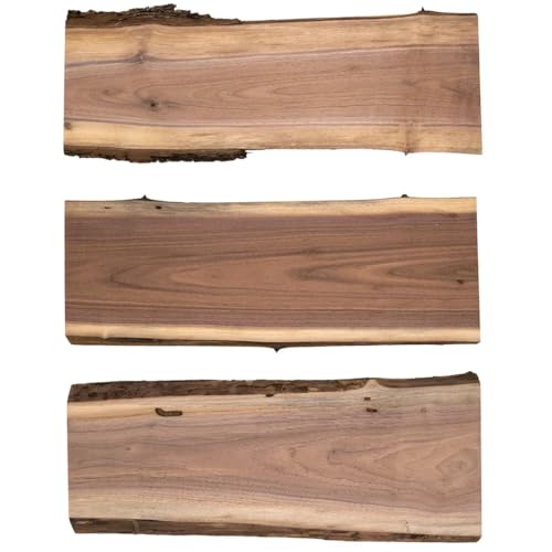 WALRUS OIL - Real Live Edge Rustic Walnut Wood Slabs, 18' Long x 5-10' Wide x 7/8' Thick (3-Pack)