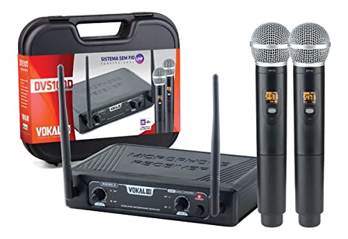 Microfone Sem Fio Vokal Dvs100 Dm Duplo Mão