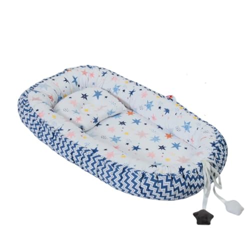 Aeroorベッドインベッド 添い寝 新生児 綿素材 枕付き 柔らかく 軽量 通気性 ポータブル 洗濯可能 持ち運び 取り外し可能 長く活用 安全 出産祝い (E)