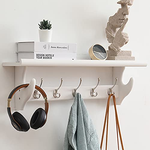 Ganchos de pared de madera rústica con estante para entrada, perchero para baño, sala de estar, dormitorio, estante de almacenamiento montado en la pared con ganchos