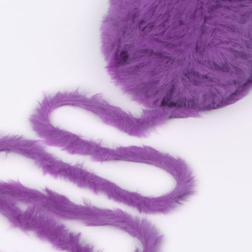 Image of NICEEC 2 Skeins Faux Fur Yarn Super Soft, Chunky & Fluffy, Eyelash Yarn for Crochet & Knitting (Total Length 70yds,3.53oz) - Violet
