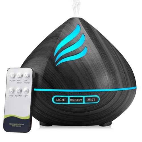 Essential Oil Scent Diffuser: 500ML Aroma Diffuser with Remote Control, Large Fragrance Aromatherapy Diffuser for Office Home Bedroom, Mist Humidifier with 14 Colors LED Lights and Auto-Off