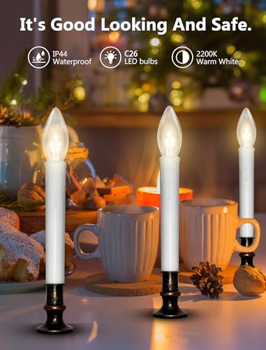 Image of 4PK Battery Operated LED Window Candles, 9 inch Christmas Candle Lamp