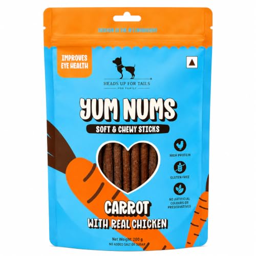 Image of Yum Nums by HUFT Soft & Chewy Sticks - 200 gm | Carrot with Chicken | Dog & Puppy Treats | Training Treats for Small & Adult Dogs | High-Protein, Soft & Tasty Snacks
