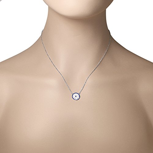 My Daily Styles 925 Sterling Silver Evil Eye Hamsa Necklace with CZ Pendant - Adjustable Length 16-18 Inches4
