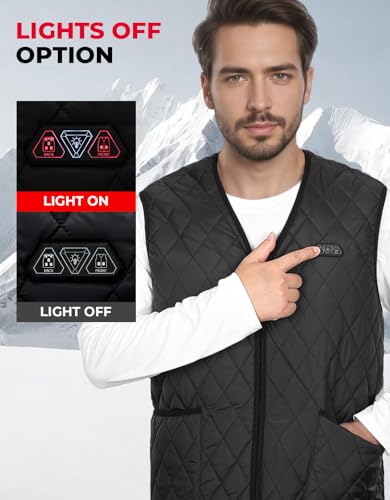 KEMIMOTO Heated Vest for Men, Winter Heated Jackets for Men, Mens V-Neck Puffer Vest, Quilted Vests (Batteries Not Included)3