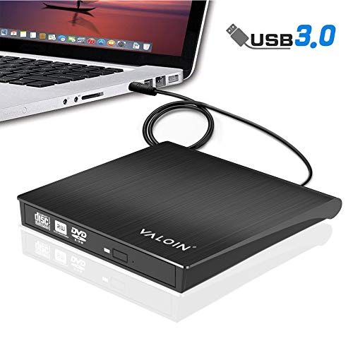 Valoinus External CD Drive Type C USB 3.0 Portable CD DVD +/-RW Drive Slim DVD/CD ROM Rewriter Burner Writer Compatible with Laptop Desktop PC Windows Linux OS Apple Mac
