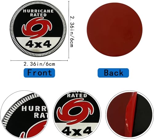 Image of Hurricane Badge Rated Car Emblem, 4 x 4 Metal Automotive Badge 3D Metal Car Badges Emblems Round Emblem Decals Car Badge Decals Stickers Compatible with for Jeep Wrangler Vehicles Trucks SUV Decals