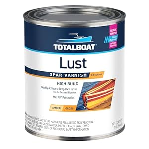 TotalBoat Lust Marine Varnish, High Gloss and Matte Finish for Wood, Boats, Outdoor Furniture (High Gloss, Quart)