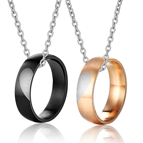 Gkmamrg Partnerkettingen, cadeauringen, puzzel, hartvormige hanger met ketting, 50 cm, 60 cm, cadeau voor Valentijnsdag, partnerringen, paar halskettingen, partnerkettingen, liefdesgeschenk