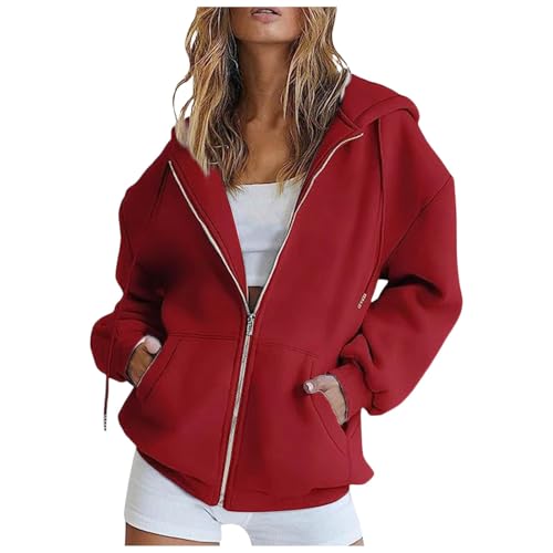 Genérico Mujer Sudadera con Capucha Mujer Color Sólido Ocio Chándal con Cremallera Capucha Sweatshirt Manga Larga Casual Abrigo con Bolsillo Adecuado para Fitness y Deportes al Aire Libre