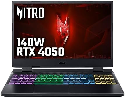 Acer Nitro 5 AN515-58 Gaming Laptop - Intel Core i7-12650H, 16GB, 1TB SSD, NVIDIA GeForce RTX 4060 8G, 15.6" FHD IPS 144Hz, Windows 11 , Black