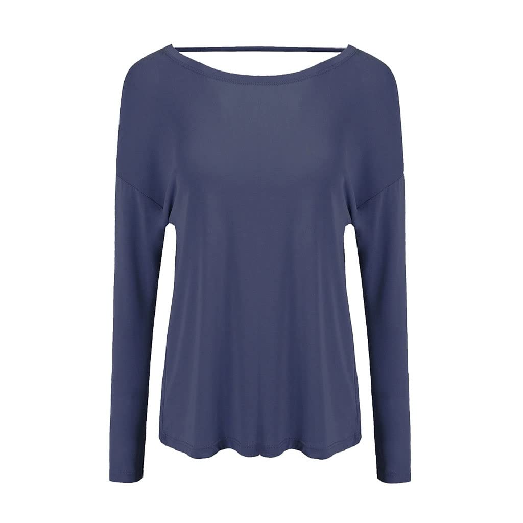 HSQMA Camicie da Yoga per Allenamento Atletico A Maniche Lunghe A Maniche Lunghe da Donna，Sciolta E Traspirante Rapida Asciugatura per Palestra Allenamento Yoga (Color : Blue/, Size : XL/)