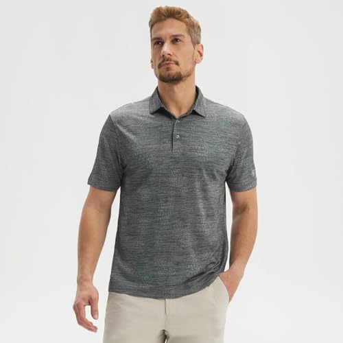 M MAELREG Camisetas Polo de golf de manga corta para hombre, transpirables, ligeras, jacquard con 3 botones miniatura 2