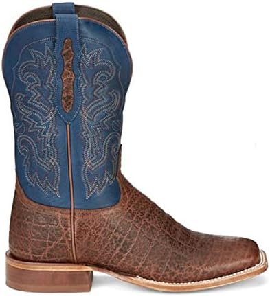 Tony Lama Mens Jinglebob Cognac Safari 11in Blue Cowhide Top Square Toe Boot Brown 13 EE | Image 1