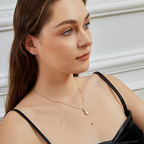 VOLUKA White Fire Opal Pendant Necklace for Women Gemstone Birthstone Jewelry Gifts for Girls …4