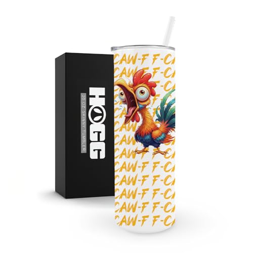 F-Caw-F Tumbler, F Caw F Mug, FCawF Mug, 20oz Stainless Steel Tumbler with Straw and Lid, Sarcastic Gag Gift for Coworker, Funny Chicken Novelty Cup, Insulated Travel Drinkware