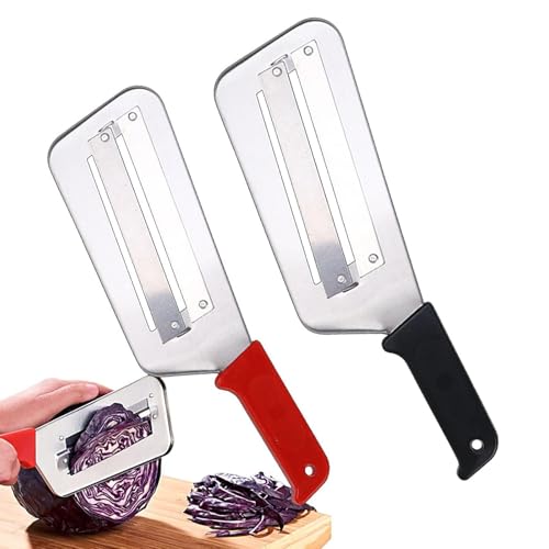 Cortador de repollo 2 piezas, cuchillo triturador para repollo acero inoxidable, stainless steel shredding knife, cortador fino para coleslaw, verduras en tiras, chucrut, fácil limpieza, 29 × 8 cm