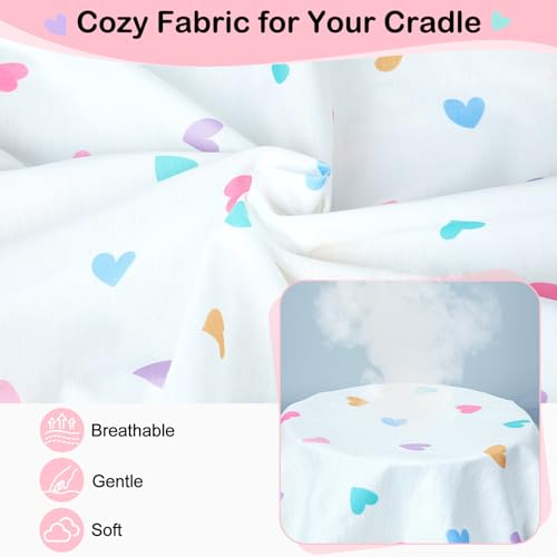 Image of FIOBEE Baby Bassinet Sheets for Girls Boys 2 Pack Waterproof Bassinet Mattress Elastic Fitted Crib Sheets Universal Fit for Hourglass Oval and Rectangle Bassinet Sheet, White & Pink