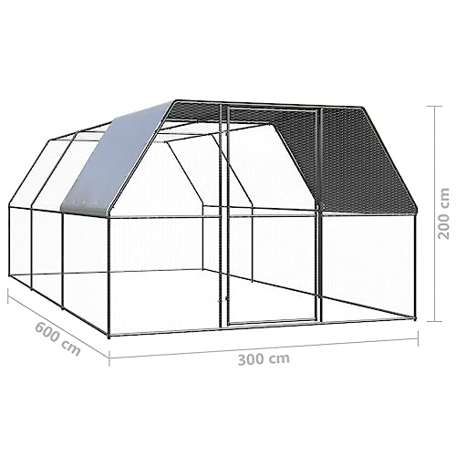 Animals & Pet Supplies Outdoor Chicken Cage 3x6x2 m Galvanised Steel - Image 5