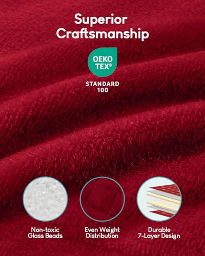 Image of Cottonblue Sherpa Weighted Blanket for Adults 20 lbs Queen Twin Size 60x80 inches, Fuzzy Fleece Weighted Throw Blankets Cozy for Sleeping, Calming and Relax, Soft Heavy Blankets for Bed Sofa, Burgundy
