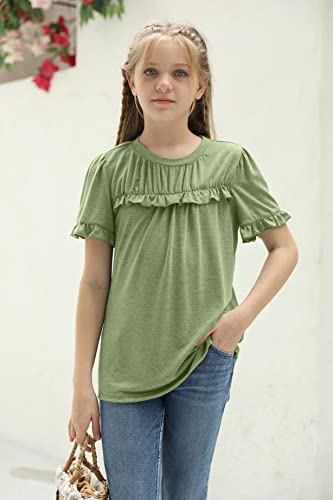 Image of Haloumoning Girls Crew Neck T Shirts Peplum Babydoll Tops Tees 4-15 Years | Girls T-Shirts, Casual Loose Tunic Tops, Cute Ruffle T Shirts, Short Sleeve Shirts, Long Sleeve Blouse