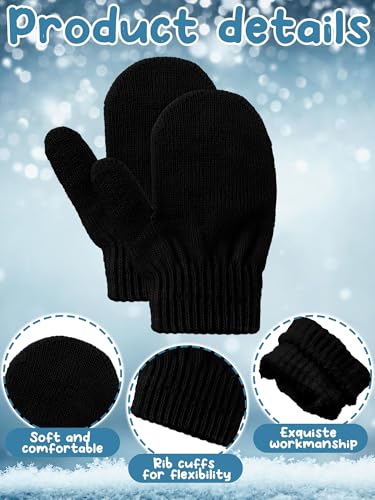 Image of Boao 5 Pairs Toddler Mittens Magic Stretch Black Kids Winter Knitted Gloves Multicolor Newborn Warm Gloves for Boys and Girls