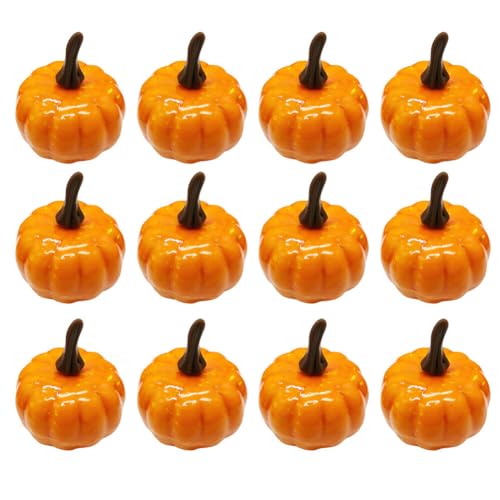 Artificial Pumpkins,12PCS White Fake Pumpkins Assorted Pumpkins Simulated Foam Pumpkin Props Harvest Pumpkins for Autumn Thanksgiving Halloween Holiday Decor Decoration (Dark Yellow)