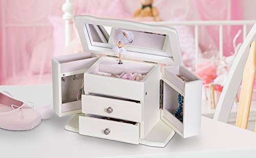Mele & Co. Angelica Girl's Wooden Musical Ballerina Jewelry Box In Ivory #TOP1