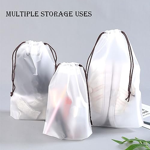 Translucent Travel Drawstring Bags Reusable Large Shoes Bags Organizers Storage Pouch Waterproof Durable Dust Bags with Rope 15.7 x 11.8 inches (50 Pack)4