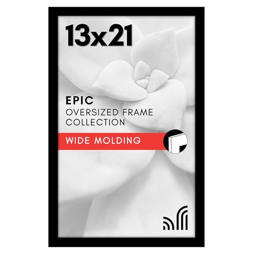 Americanflat 13x21 Picture Frame with Polished Plexiglass - Black Picture Frame - Wide Photo Frames Made of Engineered Wood for Vertical or Horizontal Wall Display - Epic Collection - Black
