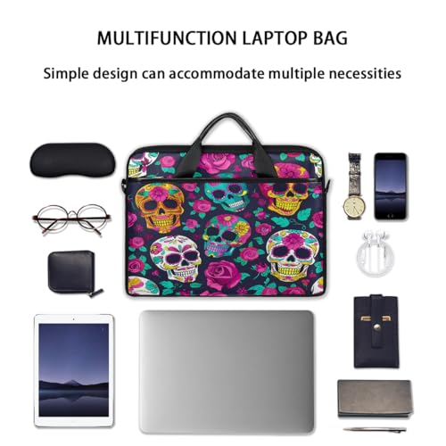 Maletín para laptop con diseño Sugar Skulls Roses 15 pulgadas miniatura 7