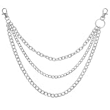 YOGAZEN Mehrstöckig Hosenkette, Edelstahl Wallet Chain, Punk-Lagen-Hosenkette, Gothic Wallet Chain, Schlüssel Kette Metall Punk Accessoires, Pants Chain Biker Look, Hosen Kette für Hose (36, 43, 52mm)