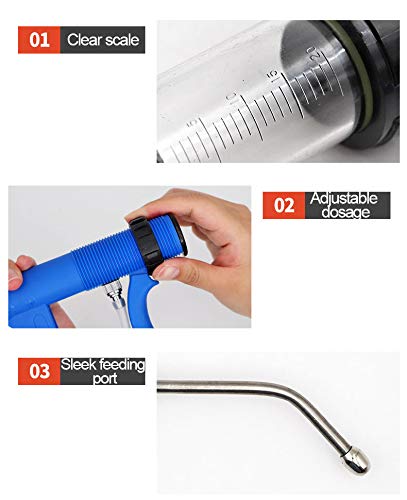 Siringa Continua per Animali 2 in 1, Pistola Dosatrice Automatica da 50 Ml per Bestiame, Capra, Maiale - 2
