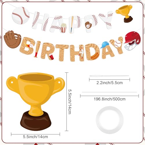 Image of Baseball Happy Birthday Banner Baseball Sports Theme Birthday Decorations Party Banner for Boys Girls Party Supplies