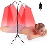  Rotlichtlampe für Gesicht Ganzkörper,660nm & 850nm Nahinfrarot-Heizlicht für Gesicht,Rücken,Nacken,Schulter,Körper,Schmerzlinderung & Anti-Aging,120-teiliges LED-Rotlichtpanel mit Stativ,Timer,4 Köpfe