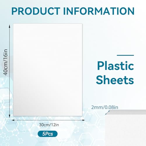 Image of 3 Pack White Plastic Sheets 16x12x0.08in Flexible High Tensile Plastic Sheets Hard Plastic Panel for DIY Materials Handicrafts Home Decoration