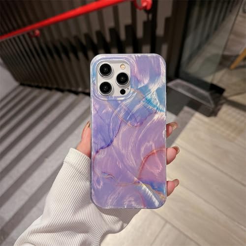Coque iPhone 12 violette en marbre dégradé fantaisie