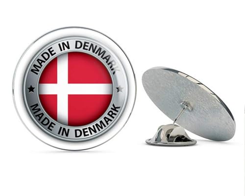 Made in Denmark Round Metal 0.75" Lapel Pin Hat Shirt Pin Tie Tack Pinback2