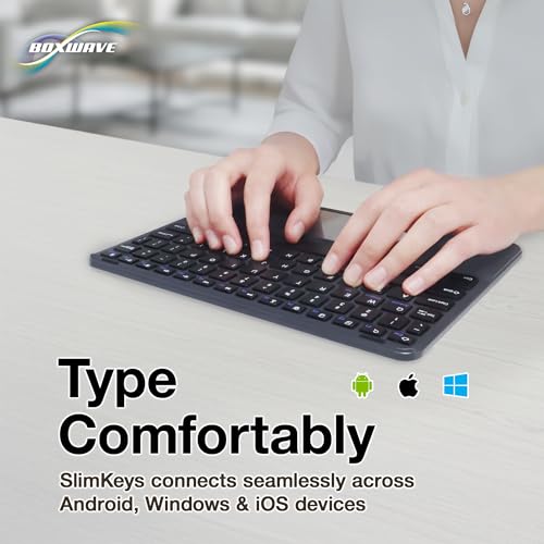 Image of BoxWave Keyboard Compatible with XP-Pen 24 Drawing Display (FHD) - SlimKeys Bluetooth Keyboard with Trackpad, Portable Slim TouchPad - Jet Black