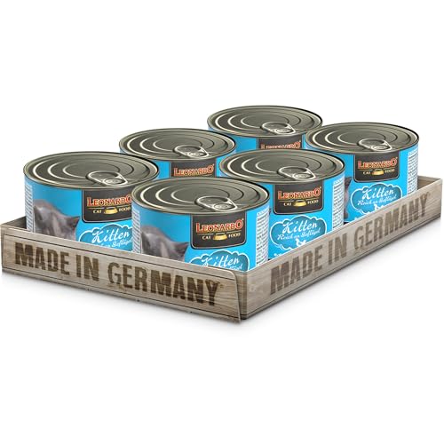 LEONARDO Kitten Katzenfutter Kitten, 6X 200 g getreidefreies Nassfutter für Kätzchen bis 1 Jahr, Alleinfuttermittel mit frischem Geflügel