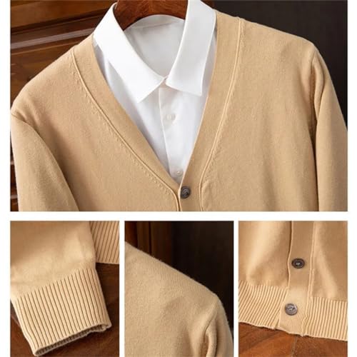 Men Cashmere Cardigan Sweater Men's Solid Color Knitted V-Neck Warm Wool Male Casual Sweater2