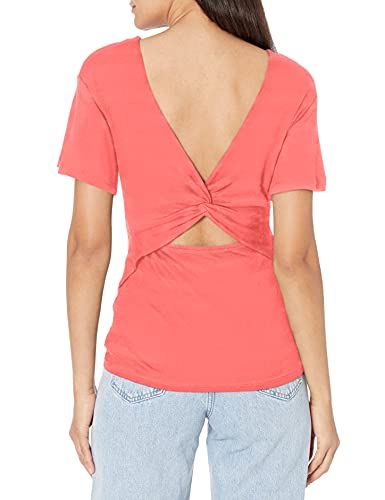 Ella Moss Women's Nancy Twist Back Short Sleeve Top, Coral Flames, Medium #TOP1